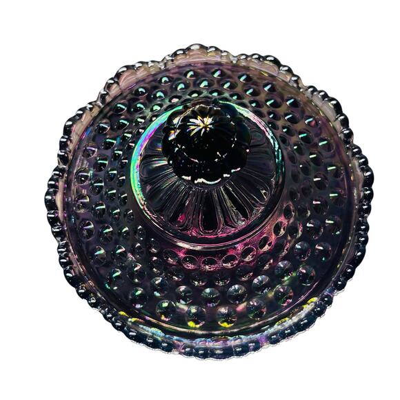 Fenton Candy Dish/BowlVintage Amethyst Hobnail Carnival Iridescent Purple Glass - Picture 2 of 8